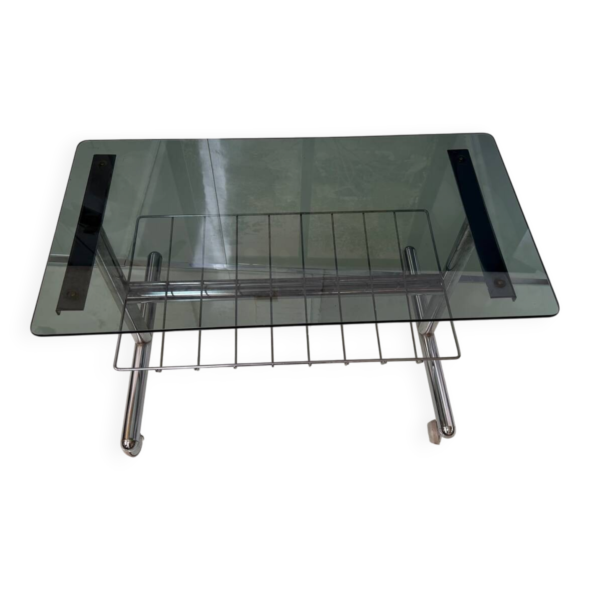 Metal and smoked glass hi-fi video furniture