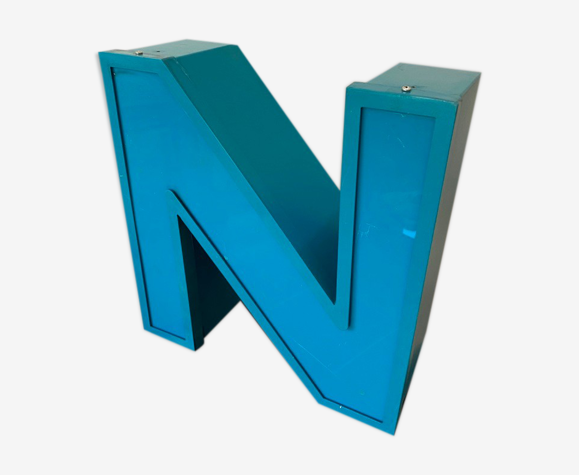 Lettre N d’enseigne en aluminium alu et plexiglas plexi vintage 1970