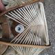 Paire de suspensions vintage en bois et pailles de rotin.