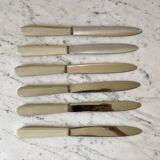 set of 6 white bakelite knives from the 60s