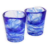 Ensemble de 2 verres à shot Kosta Boda bleus 'Mine' par Ulrica Hydman Vallien