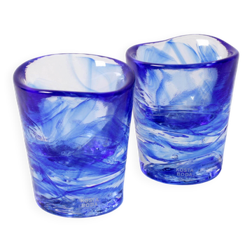 Set of 2 Kosta Boda Blue Shot Glasses 'Mine' by Ulrica Hydman Vallien