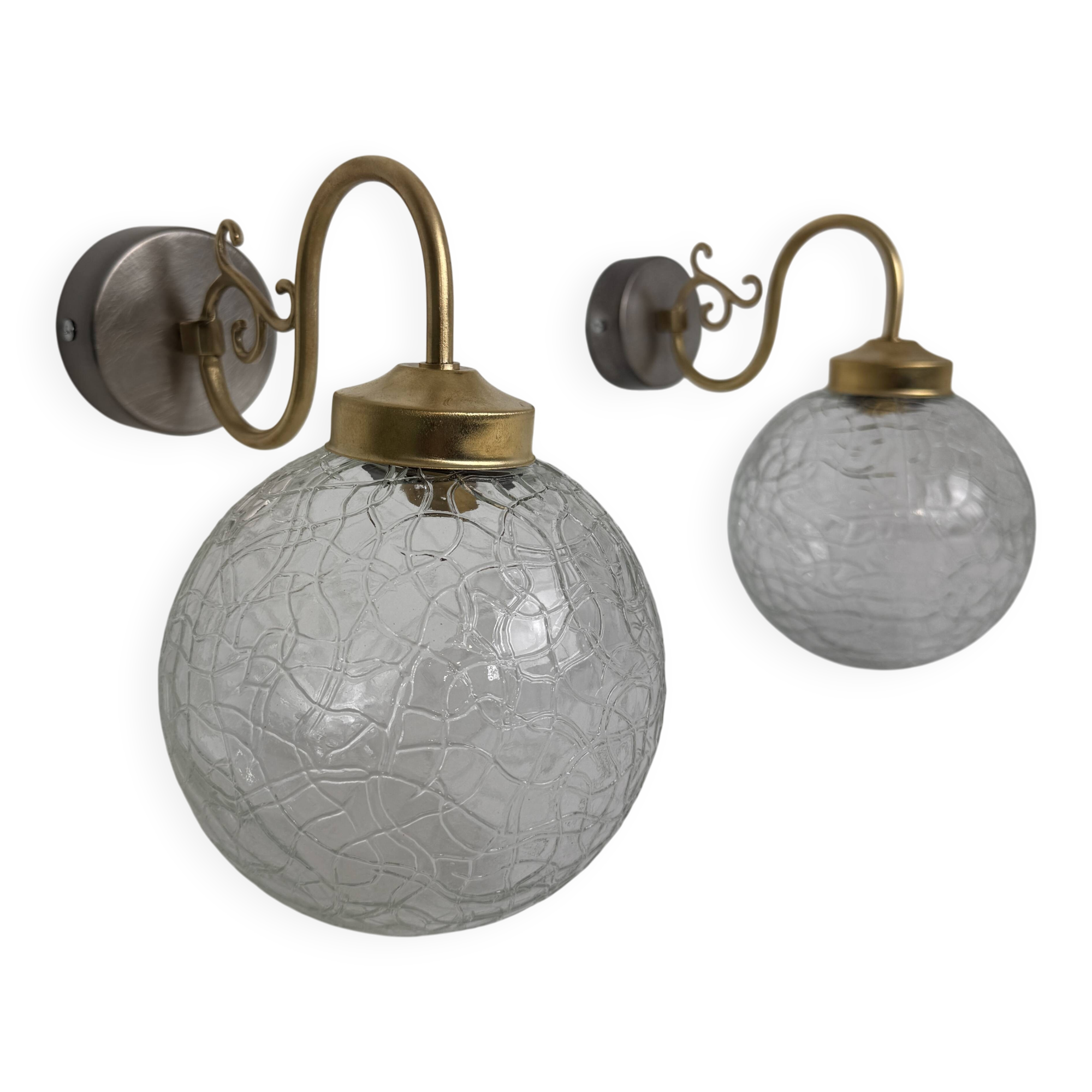 Paire d’anciennes appliques en verre texturé