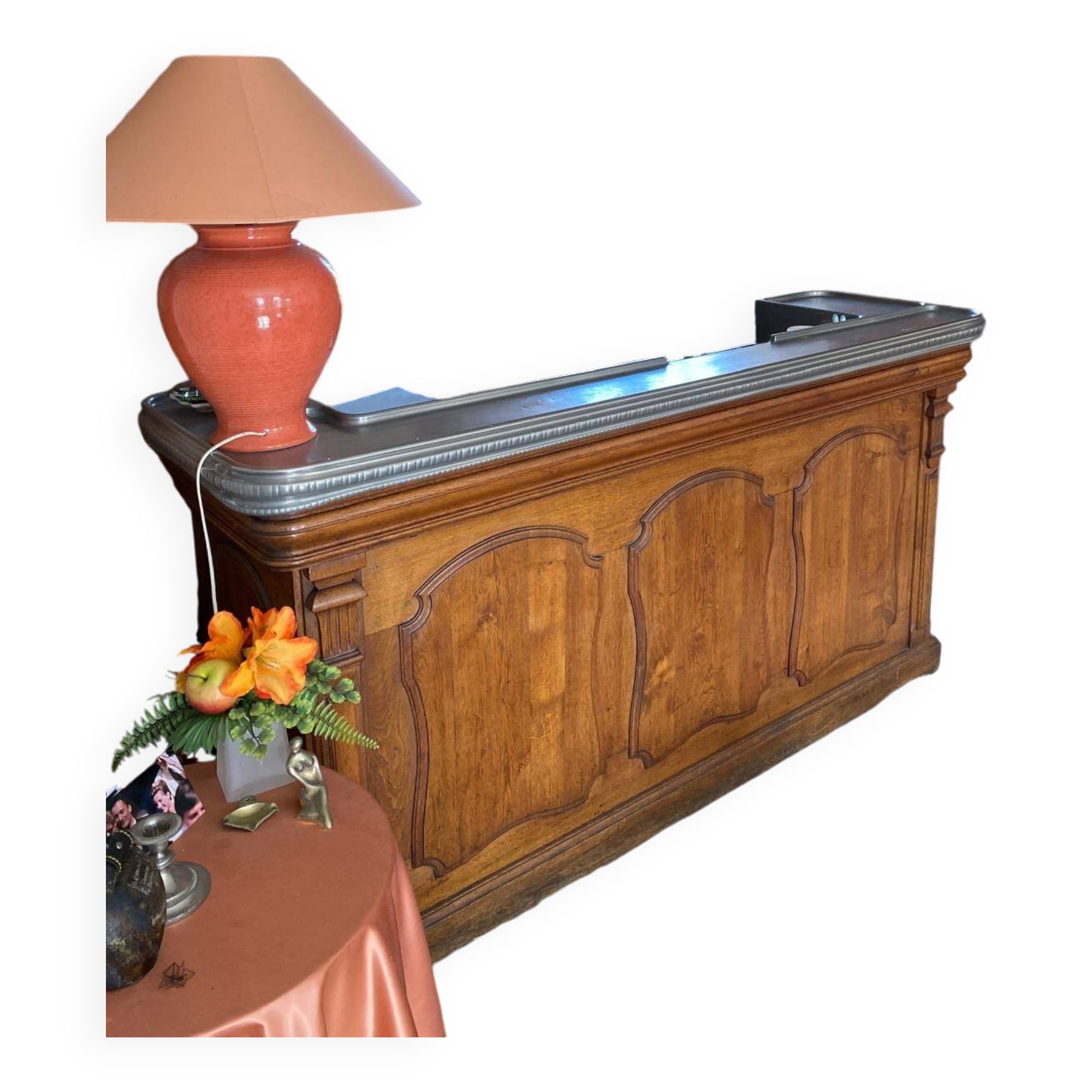 Comptoir Bar en étain 2 mètres - avec facture de 1923