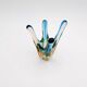 Murano Sommerso Blue Turquoise & Amber Vase Sculpture with 4 Branches 19.5cm
