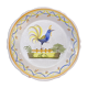 Quimper plate signed with rooster decoration in yellow enamelled ceramic old