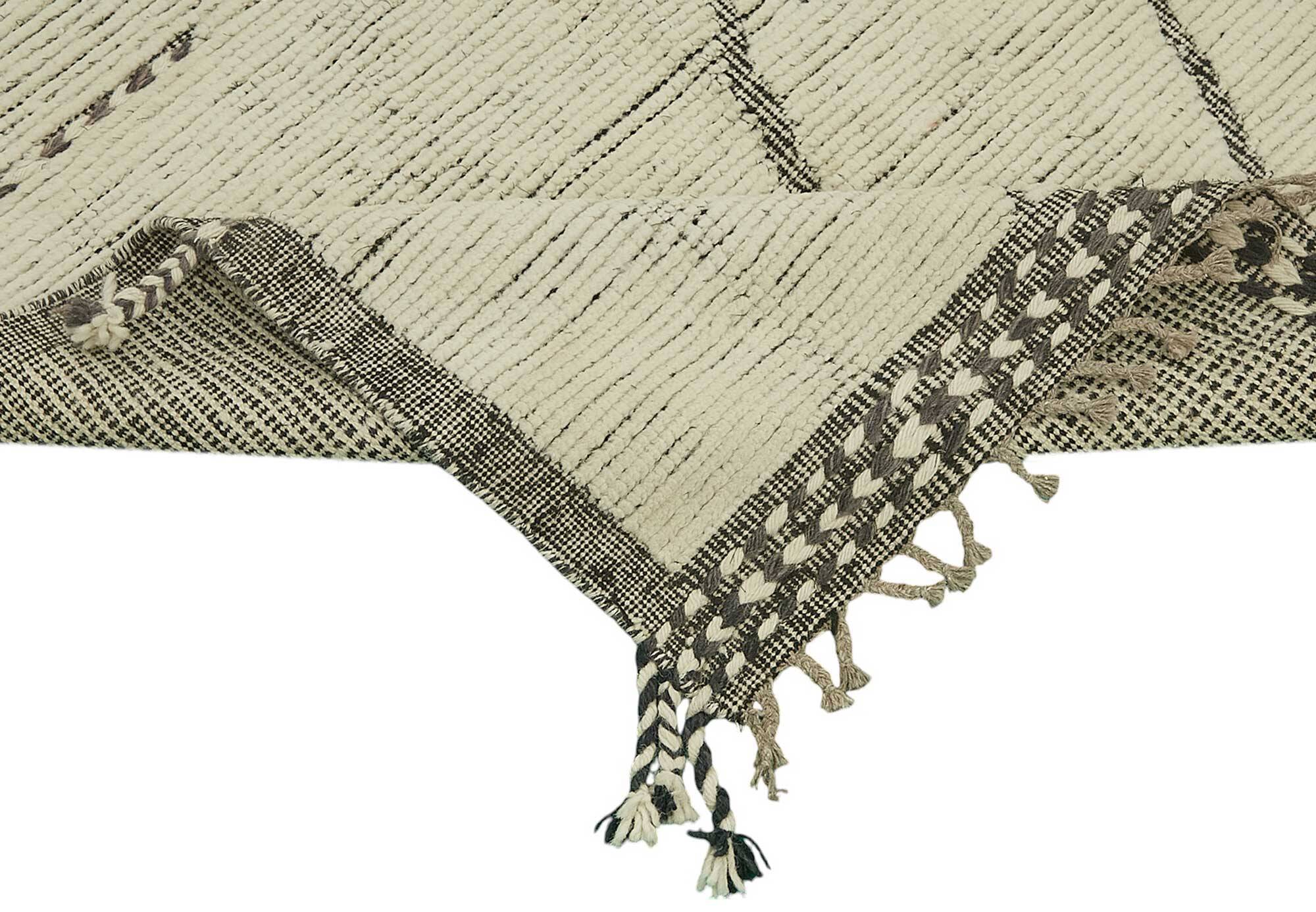 Hand-Knotted Tribal Unique 263 cm x 381 cm Beige Wool Carpet