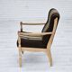 1970s, Danish armchair, furniture wool, solid oak wood.
