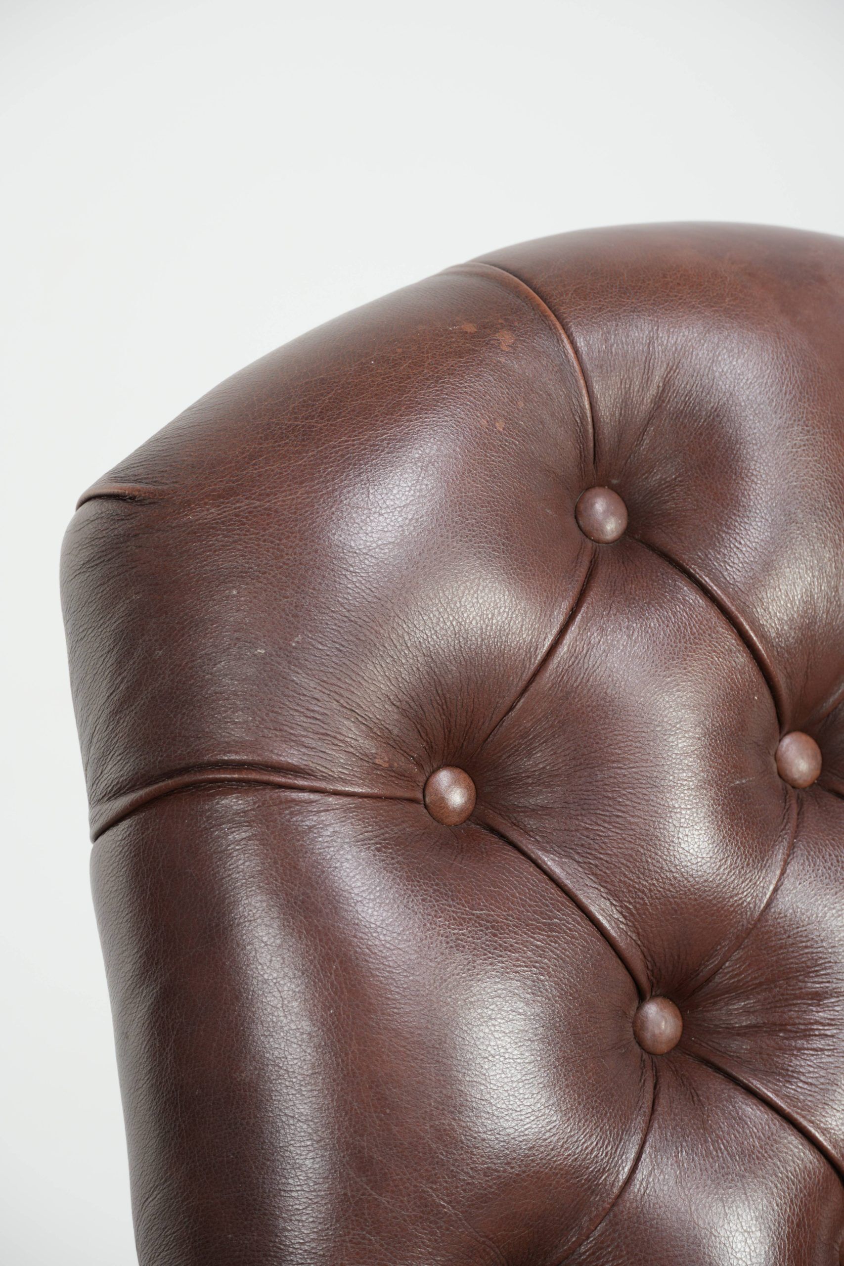 Set of 6 cognac-coloured cow leather Chesterfield dining chairs