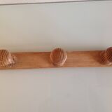 Vintage three-headed wooden coat rack from the 60s and 70s