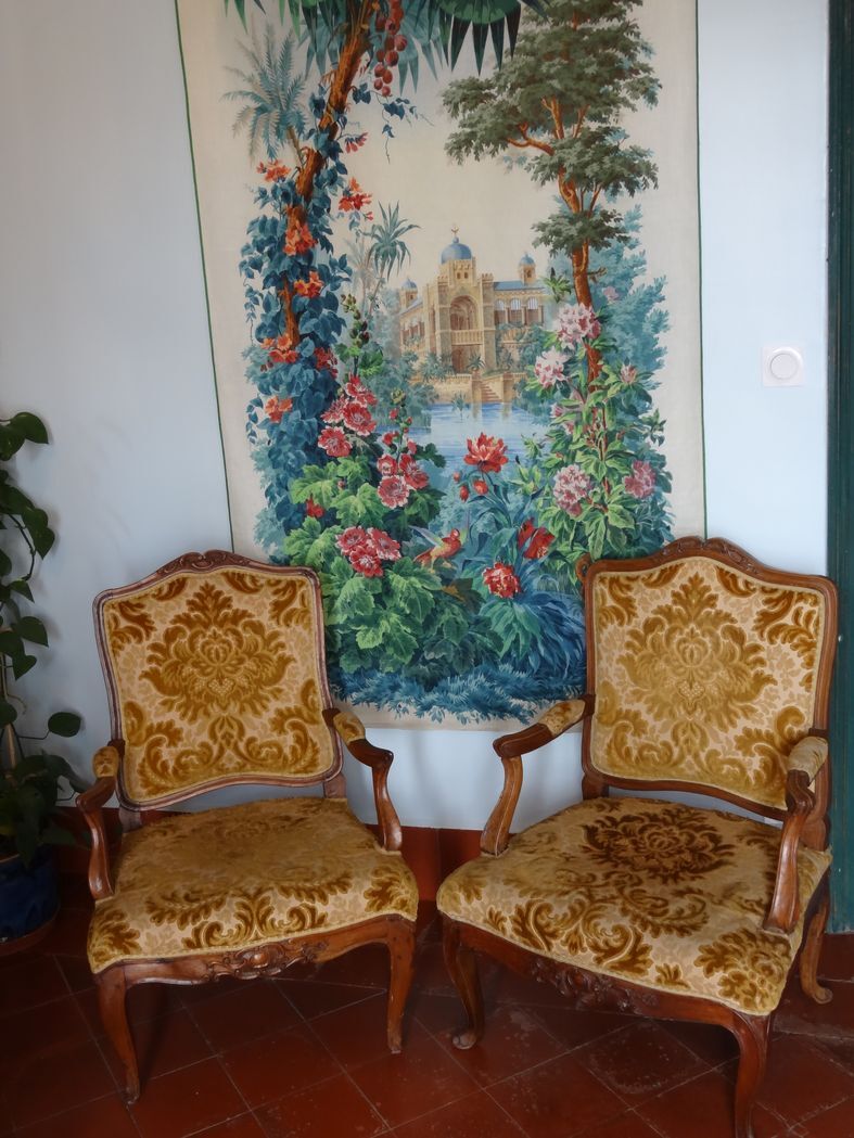 Counterpart of Louis XV period armchairs called "A la Reine"
