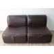 Canapé modulable vintage en cuir marron, 1970
