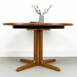 Danish Round Teak Dining Table with Extensions, 1970s