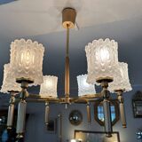 Lustre en laiton et verre 1970