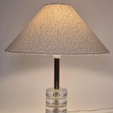 Timeless Pair of Scandinavian Modern Table Lamps with Orrefors Glass and Brass