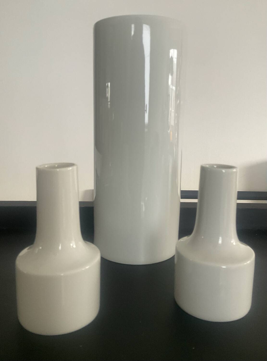 Trio of vintage West German porcelain vases