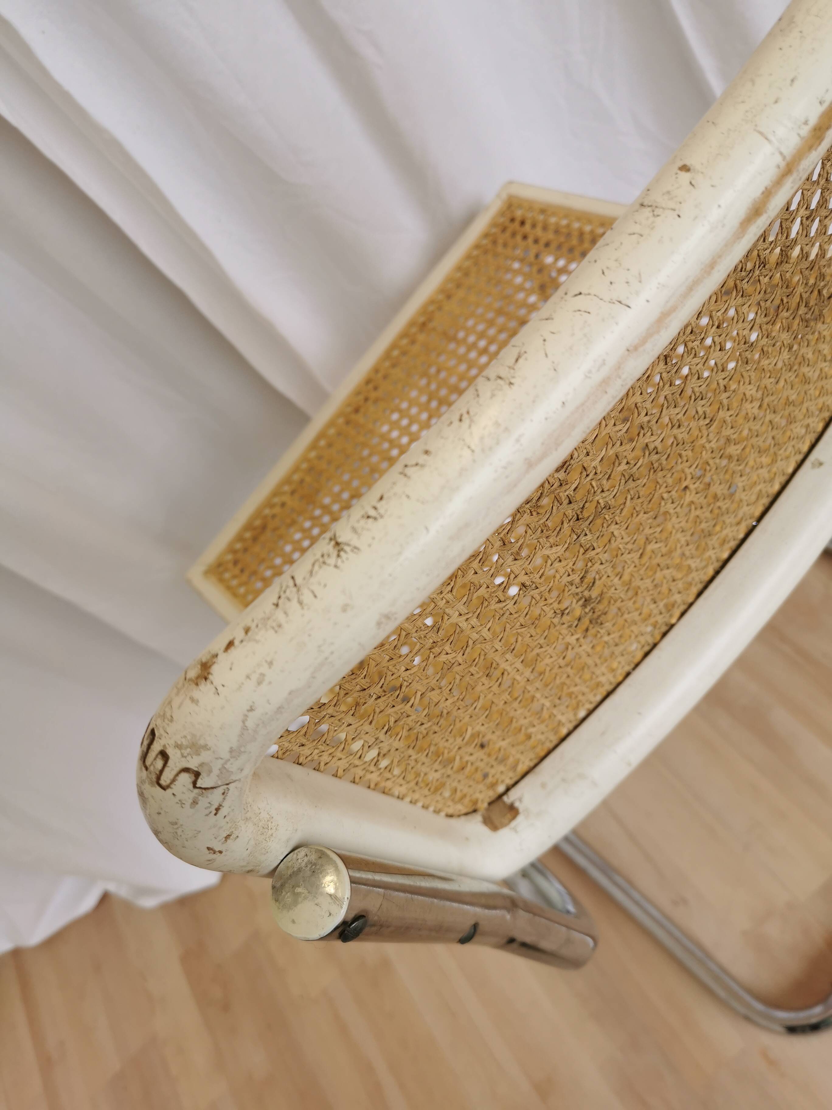 Chaise Cesca par Marcel Breuer en rotin bois et métal chromé, années 1970