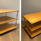 Three-level console in sycamore and brass Maison Jansen