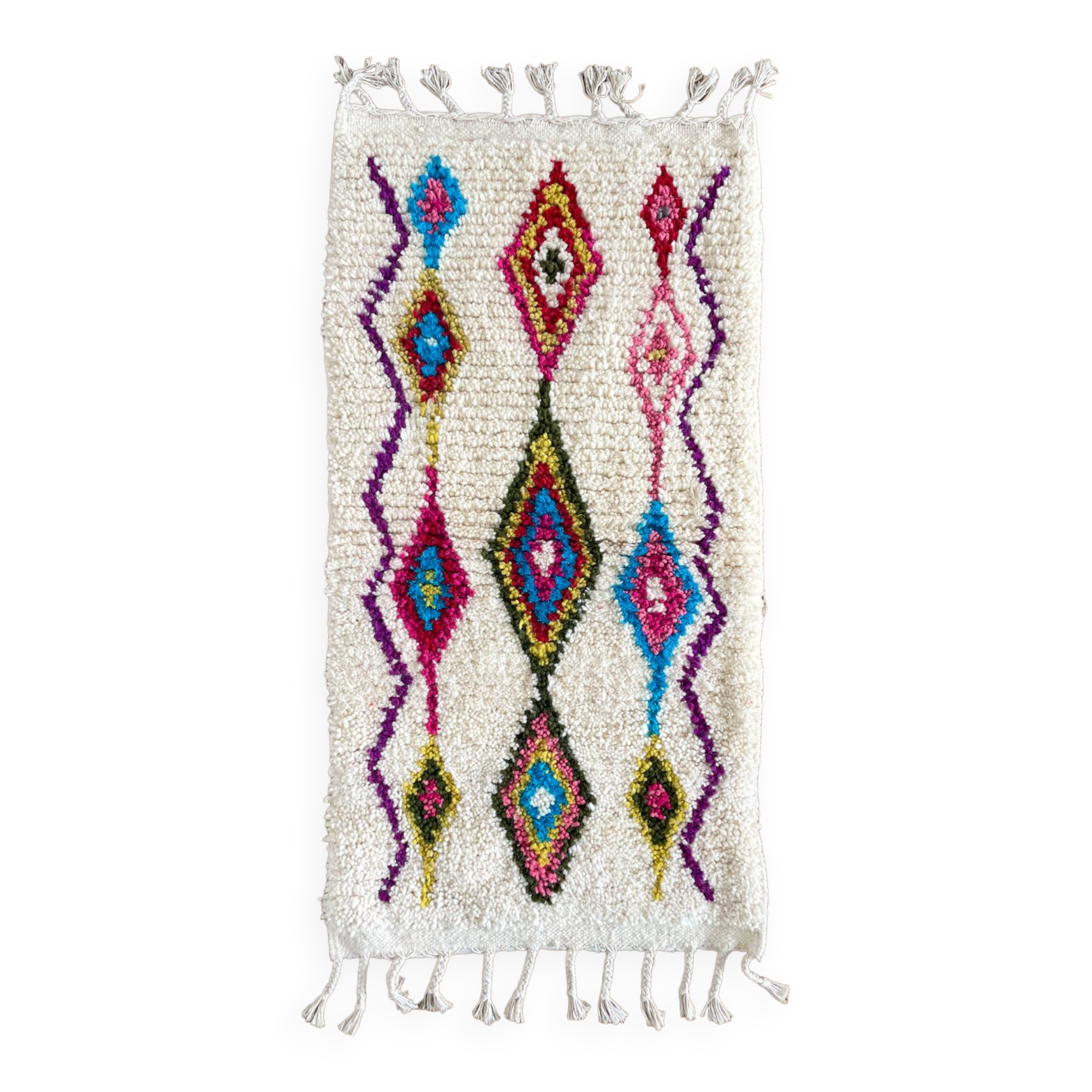 Berber carpet azilal multicolored bed descent