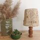 Lampe macramé vintage pied bois