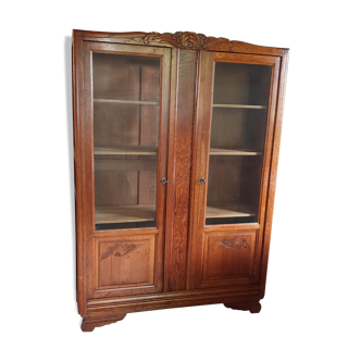 Art deco window cabinet in oak