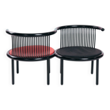 Lübke bentwood vis-a-vis chair in Japanese style by Herbert Ohl  1980s