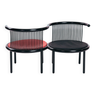 Lübke bentwood vis-a-vis chair in Japanese style by Herbert Ohl  1980s