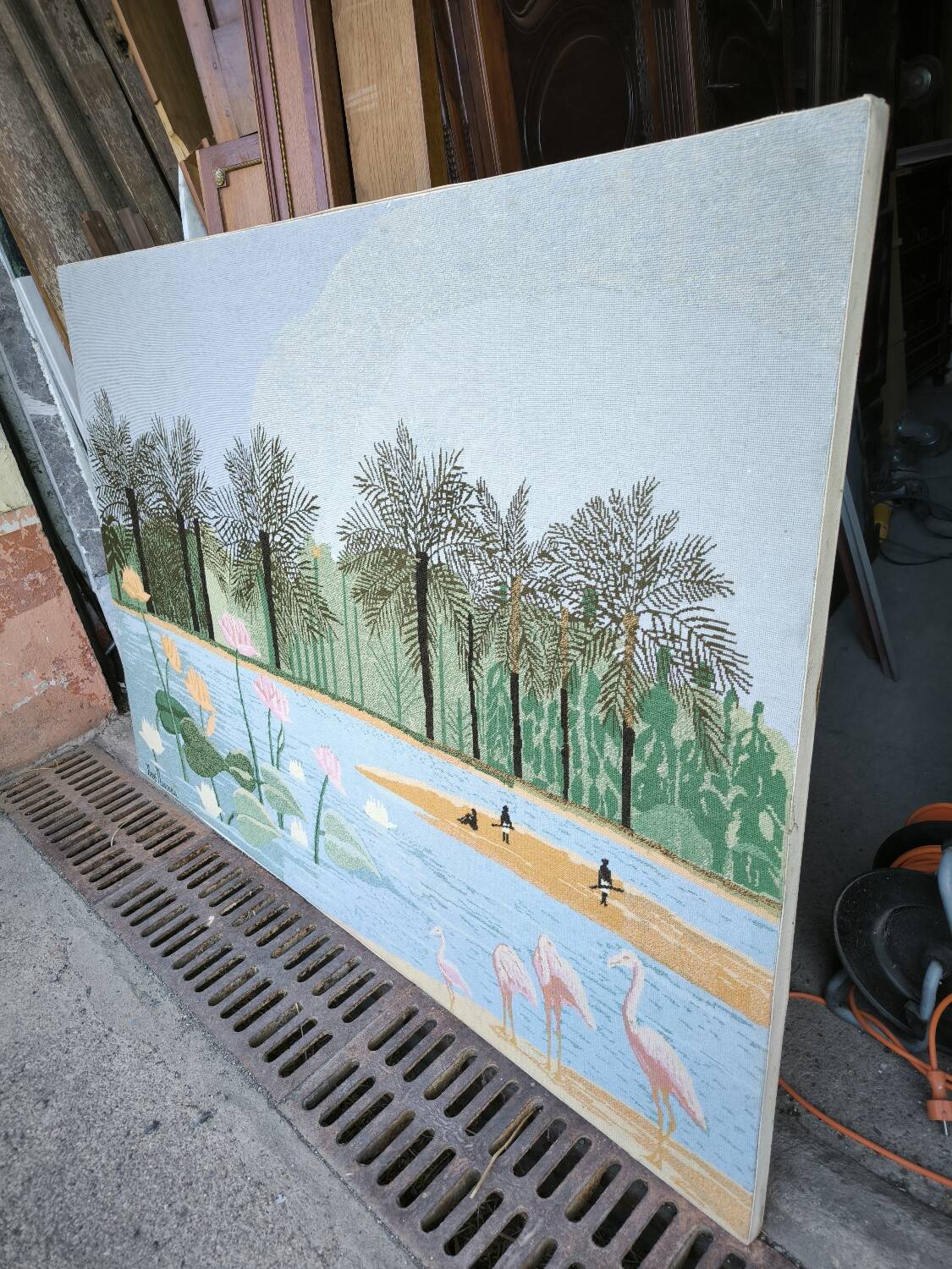 Tapestry, lakeside scene by Henri Rousseau