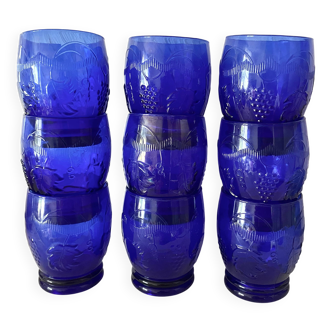 Vintage cobalt blue water glasses