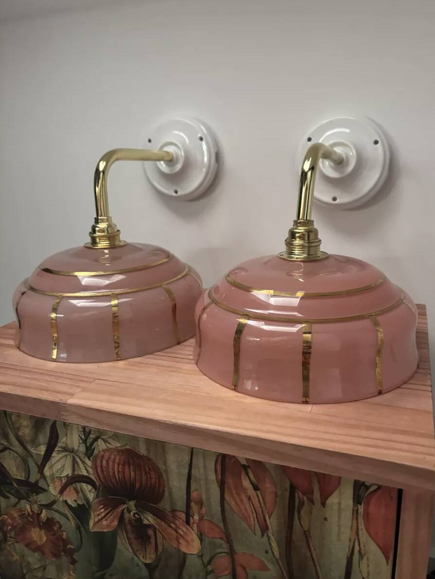 Pair of pink wall sconces