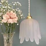 Vintage frosted glass tulip pendant light