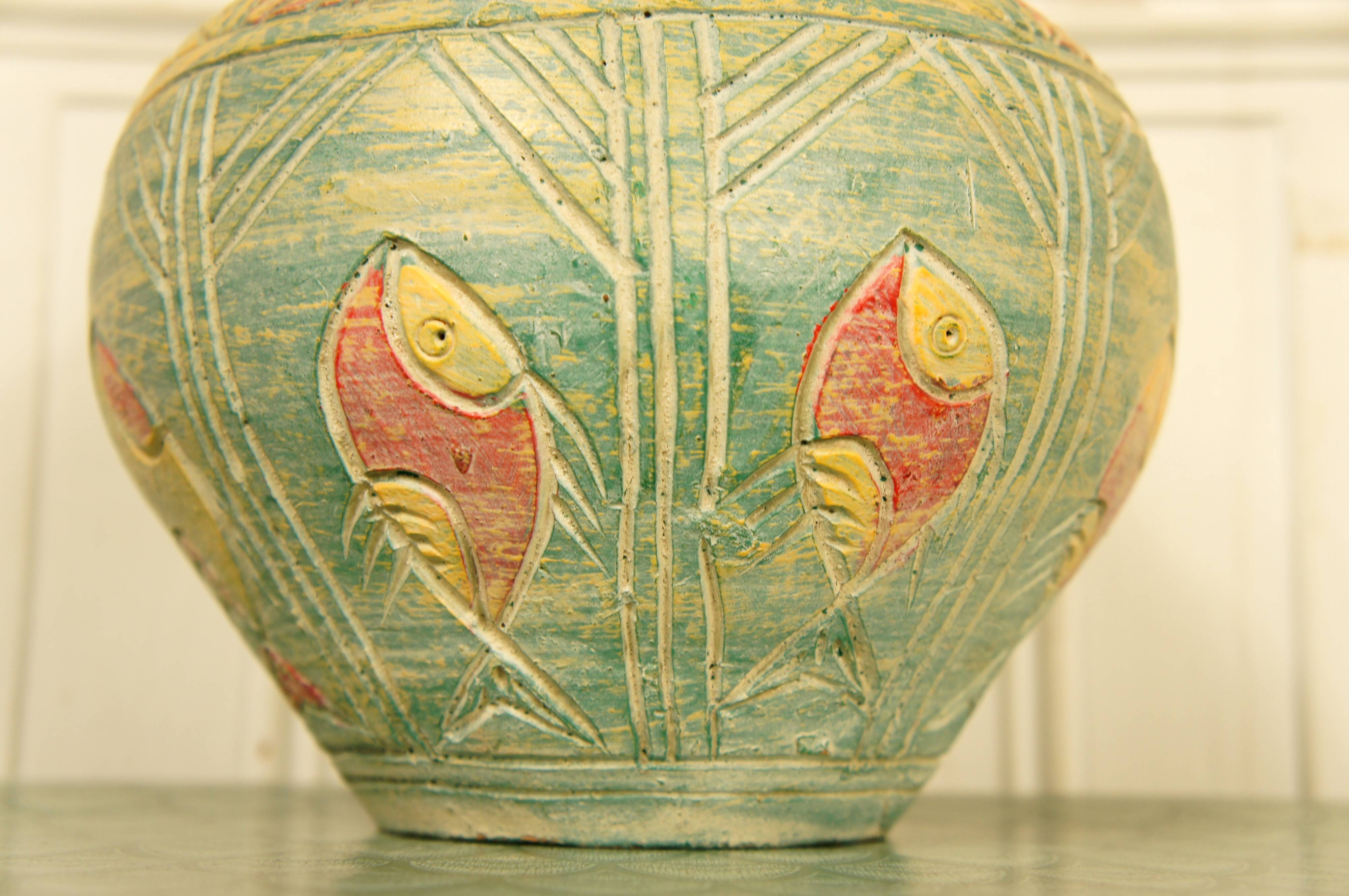 Scarified pansu terracotta vase