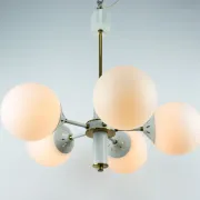 Vintage White 1970s Sputnik Chandelier – Mid-Century Modern Ceiling Light