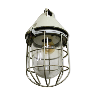 Industrial bunker lamp in a cage of EOW 1960 s