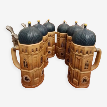 Porcelain ceramic beer mugs with lid