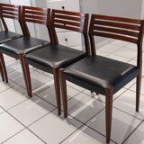 Suite of 4 chairs Scandinavian teak vintage 1970s