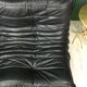 Black leather three seater sofa Togo by Ligne Roset