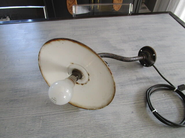 Old outdoor lamp-gooseneck and enamelled sheet metal
