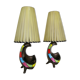 Pair of ceramic tripod lamps from the 50s