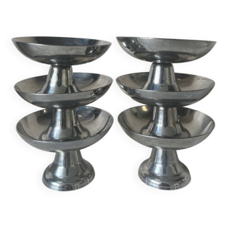 6 stainless steel dessert bowls 1970
