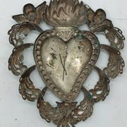 Grand ex voto coeur argent 15 cm antique italien grace reçu