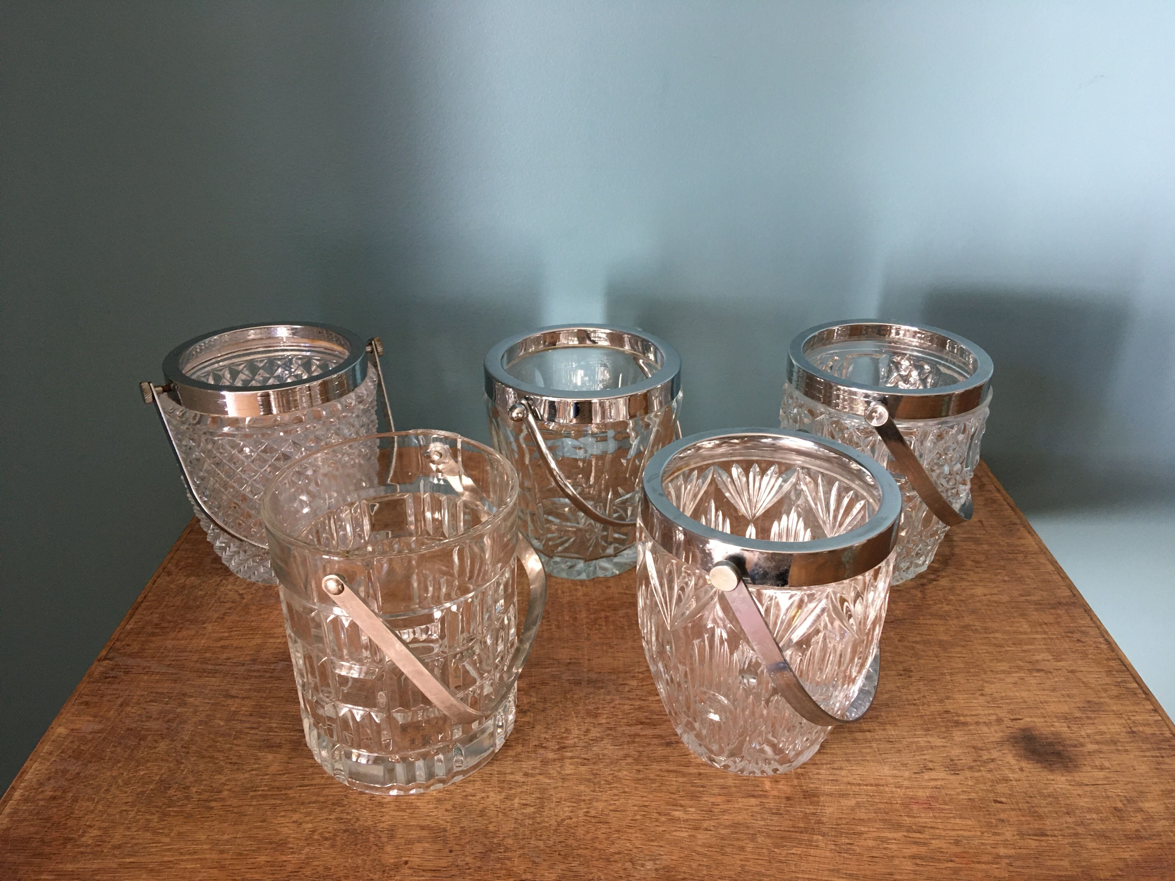 Chiseled glass ice bucket