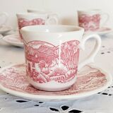 Vintage red earthenware coffee set, Swiss Landscape, Italy