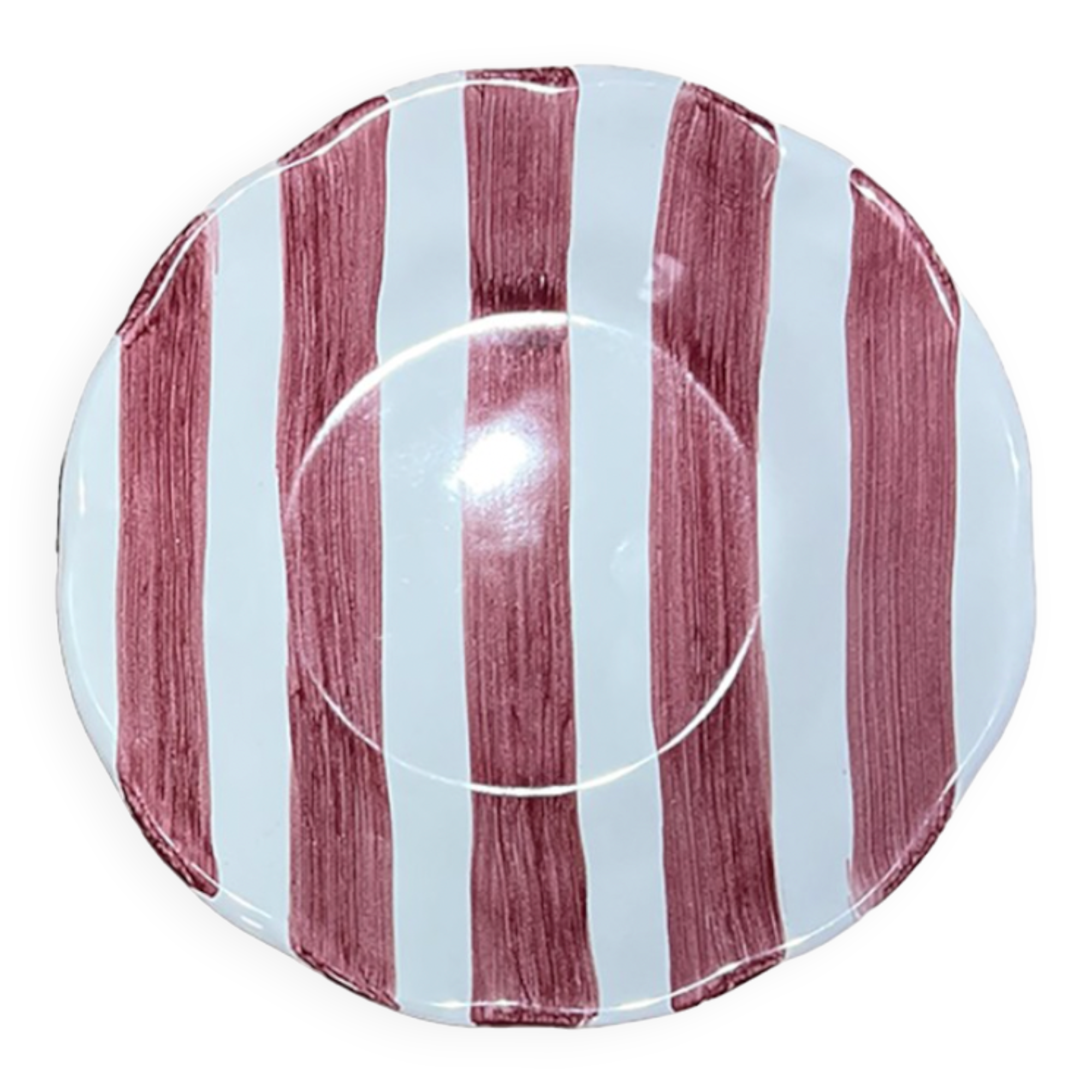 Burgundy striped plate 25cm