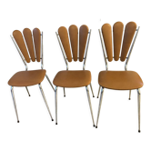 Set of 3 petal chairs Skaï brown
