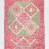 Pink Cream Turkish Runner Rug, 70x309Cm