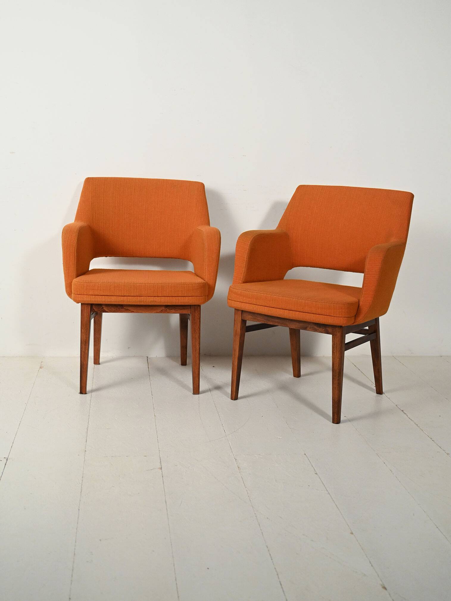 Pair of orange Oslosund armchairs by Kinnarps, 1950s