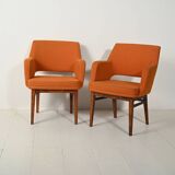 Pair of orange Oslosund armchairs by Kinnarps, 1950s
