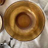 large vintage salad bowl in smoked and amber glass, France 1970