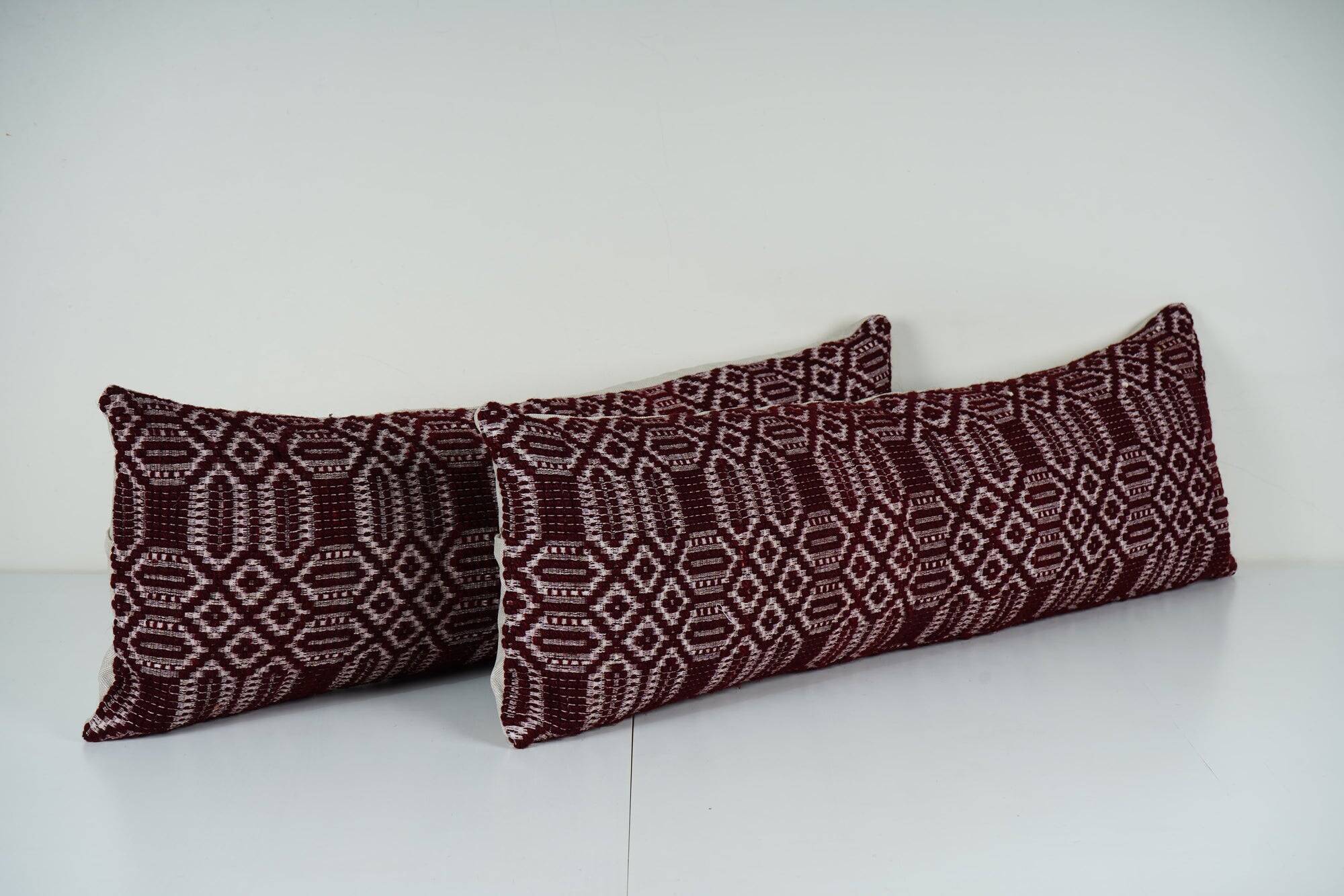 Set of 2 vintage kilim cushion covers 30x91 cm